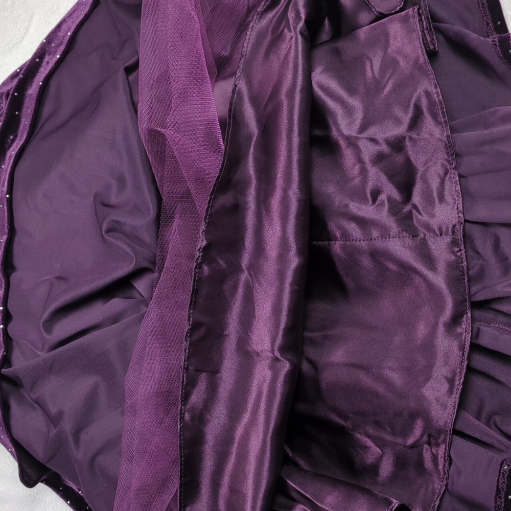 Angel & Rocket Purple Velvet Diamante Studs Puff Sleeve Dress - Size 6 - Picture 7 of 13